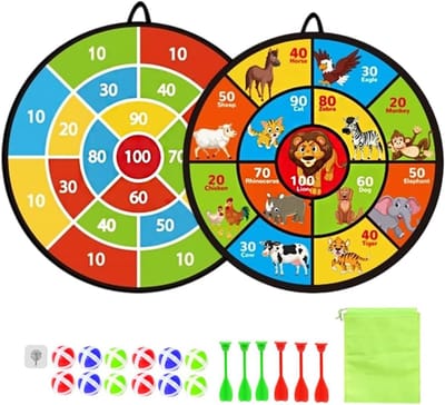 Dartbord Kind - Werpspel Ballen - Binnen en Buiten - Dubbelzijdig Klittenband - 72 cm Diameter - Meerkleurig