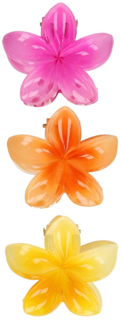 Haarsoires Haarspeld Haarklemmen 4cm – Lelie Bloemvorm – Geel Roze Oranje – Set van 3 - Haarclip Klem - Hair Claw - voor Opsteken Haar - Hair Clip - Decoratieve Haaraccessoire