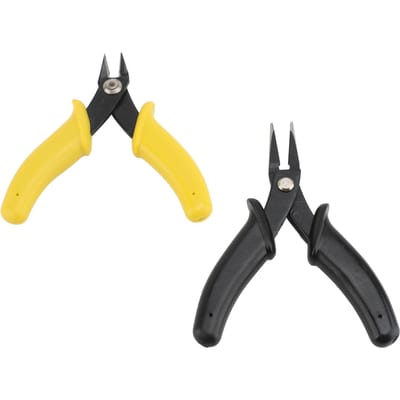 Set van 2 platbektangetjes voor metaal, geschikt voor het knippen van zacht draad en het maken van sieraden, inclusief een gereedschapskit voor het buigen van draad. yellow