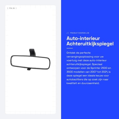 Dailygoods- Achteruitkijkspiegel Helder Spiegeloppervlak - Binnenspiegel Auto - Vervanging voor Sprinter 2500/3500 2007-2021 - Stevig ABS/Glas - Verbeterd Zicht