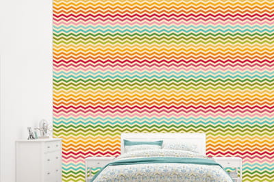Behang - Fotobehang Patroon - Regenboog - Retro - Breedte 315 cm x hoogte 260 cm