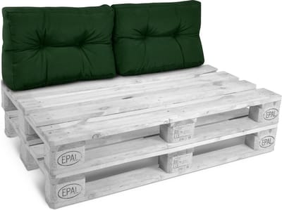 Beautissu Style – 2-delig Palletkussen Rugkissen Donker Groen 60x40 cm voor Palletbank – Matraskussen Kwaliteit