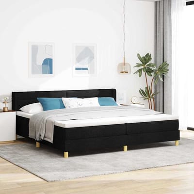 vidaXL - Boxspring - bed - met - matras - met - hoofdeinde - Zwart - 200 - x - 200 - cm - Stof