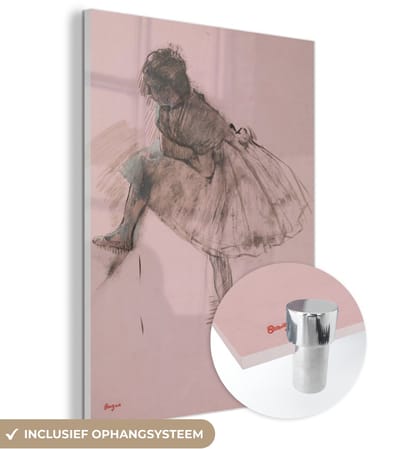 ® Glasschilderij 120x160 cm - Schilderij acrylglas - Studie van een balletdanser - Schilderij van Edgar Degas - Foto op glas - Muurdecoratie woonkamer - Wanddecoratie slaapkamer - Schilderijen