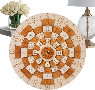 Rekenpuzzel Houten - Wiskunde Spel - Mentale Training - Roterend Wiel - Diameter 20cm
