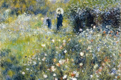 Fotobehang - Woman in Garden 375x250cm - Vliesbehang