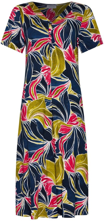 Pastunette - Jurk - Paradise - Viscose - Korte mouw - Blauw/Multi - Maat 38