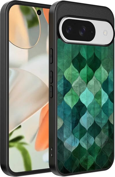 Geschikt voor Google Pixel 9 Telefoonhoesje met Groene Bladeren Opdruk - TPU Backcover Case Green Leafs Design - Groen - Smartphonica geschikt voor Google Pixel 9