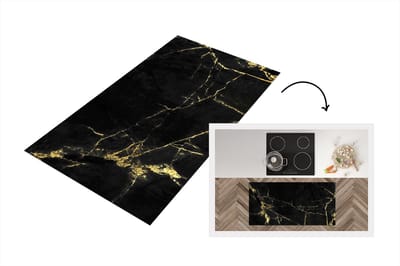 Keukenloper - Loper keuken - Marmer - Zwart - Goud - Luxe - 120x60 cm - Keukenloper vinyl