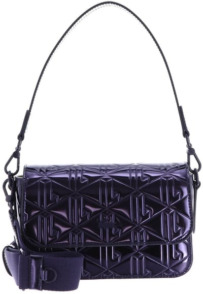 LACOSTE Leren schoudertas Flap Crossover Bag Shiny Dark Blue donkerpaars