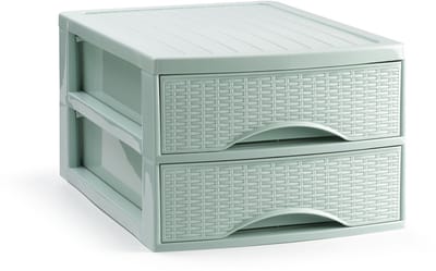 Plasticforte Ladekastje bureau organizer SORTED - 2 lades - groen - L26 x B35 x H19 cm - kunststof - organiseren