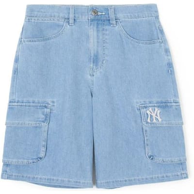 Shorts en jean décontractés de couleur unie MLB New York Yankees Shorts unisexes Bleu 3ADPB0443-50BLL XS gray