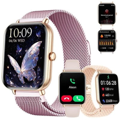 Montre connectée - WENZYLIQUOX - 1,75  TFT - Écran 360×360 IPS - SpO2 & fréquence cardiaque - 3 bracelets (acier, tressé, silicone)