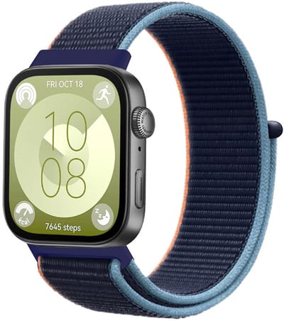 Strap-it Nylon bandje met klittenbandsluiting - geschikt voor Huawei Watch Fit 3 / Watch Fit 4 / Watch Fit 4 Pro / Watch Fit 5 / Watch Fit 5 Pro (donkerblauw mix)