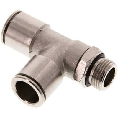 14mm x G3/8'' rechte hoek T-stuk Messing Insteekfitting Buitendraad Draaibaar NBR