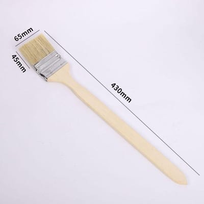 Pinceau coudé à long manche en bois massif pour peinture marine, poils de crinière de porc mélangés, outil de nettoyage pour peinture murale 65cm beige