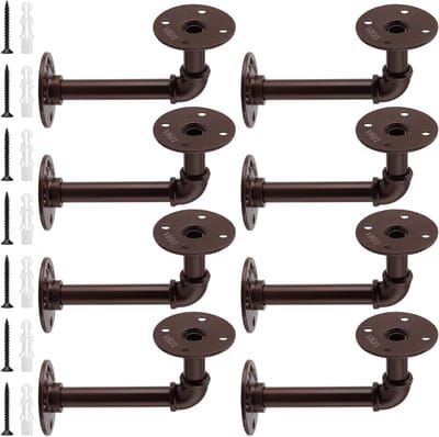Set van 8 Industriële Tube Houders van Metaal, Vintage Wandhouder voor Planken, Tube Rek en Hoeksteun, 14 x 8 cm