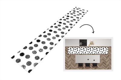 Keukenloper - Loper keuken - Patronen - Stip - Zwart Wit - 300x50 cm - Keukenloper vinyl