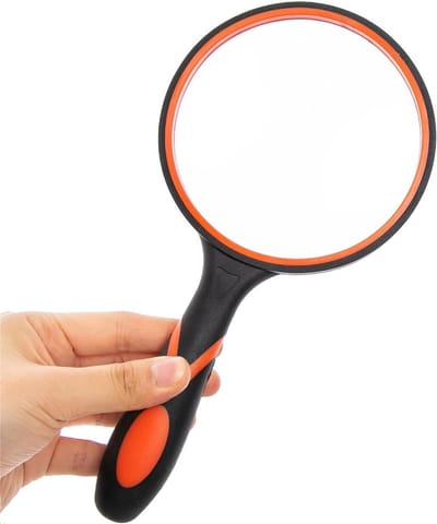 Vergrootglas - Handloep - Lees Vergrootglas - vergrootglas met rubberen handvat - Loep met 10x vergroting - 50mm - zwart&oranje - slechtzienden hulp - Leesloep voor slechtziende - Leesloep voor ouderen