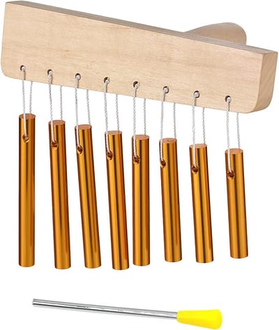 Hand Klokkenspel - Percussie Instrument - Ontspanning Muziek - Hout Metaal - 25x17cm - Goud