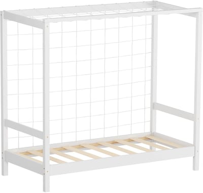 Kinderbed voetbaldoel 70x140 cm wit eenpersoonsbed voor kinderen houten bed met lattenbodem & doelnet handbaldoel ML-Design