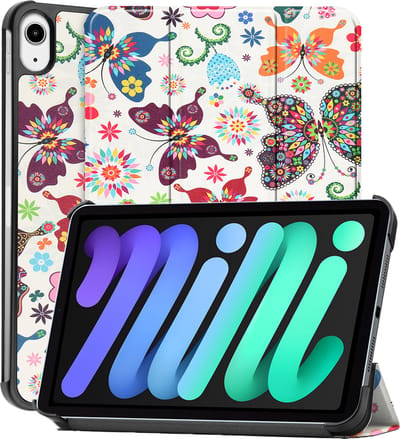 Hoesje - Geschikt voor Apple iPad Mini 7 (2024) - 8.3 inch - 7e Generatie - Dun & Stevig - Hardcover Book Case - Trifold Bookcase Hoes - Hard Cover - Tablethoes - Vlinders