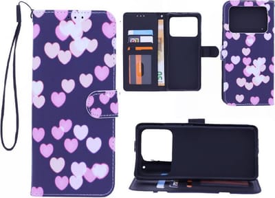 Bookcase Geschikt voor: Xiaomi Mi 11 Ultra Bookcase hoesje met print - Hearts
