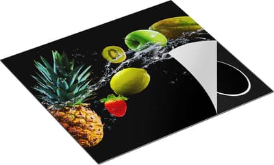 Chefcare Inductie Beschermer Fruit met Water op Zwart Achtergrond - 60x50 cm - Afdekplaat Inductie - Kookplaat Beschermer - Inductie Mat