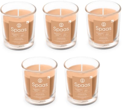 Spaas Geurkaars in glas - Set van 5 kaarsen - Kokos en Vijgenblad - circa 25u - Delightful Dawn