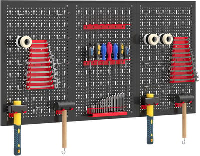 HOMCOM Opbergbakken Onderdelenrek-Staal-60L x 40B x 2H cm-Zwart+Rood