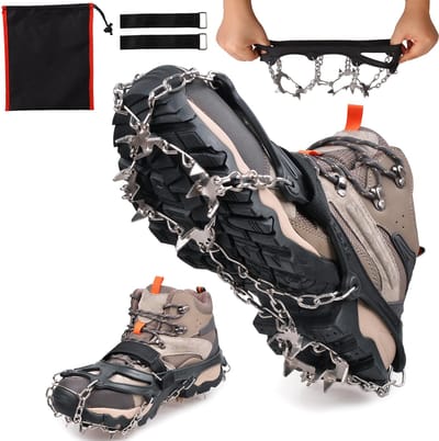 Unyqoos® Roestvrijstalen schoenspikes met 19 tanden voor veilig winterwandelen