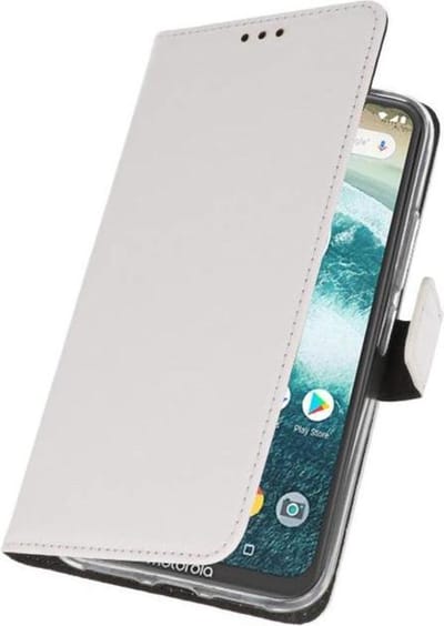 Booktype Telefoonhoesjes - Bookcase Hoesje - Wallet Case - Geschikt voor Moto One - Wit
