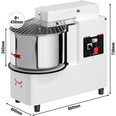 GGM Gastro Teigknetmaschine - 42 Liter / 38 kg - 2 Geschwindigkeiten - Kessel abnehmbar & Rührwerk aufklappbar - Timerfunktion