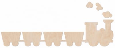 Houten wanddecoratie - Wooden wall decoration | Treintje en wagon 103 x 25cm Trains | Licht hout - Natural wood | Muurdecoratie kinderkamer - Wall art for kids room - Wandfiguur - Babykamer - Kids - Deco - Locomotief