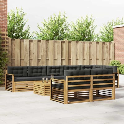 vidaXL - Buiten - bank - set - 9 - st - Wit - en - antracietkleurig - Polyester
