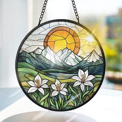 Kleurige Glazen Hangdecoratie voor Raam en Tuin - Handgemaakte Zonnevanger voor Kerst en Bloemen, 20x20cm