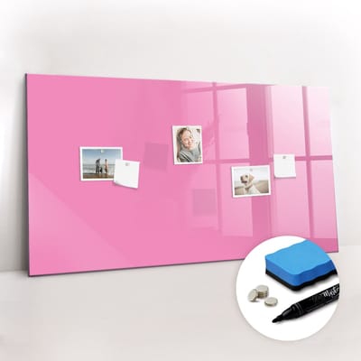 Tulup Whitebord - Kleur Roze Magneetbord - 120 cm x 60 cm - Magnetisch Wandbord - Minimalistisch Prikbord - Foto Magneetbord - Organiseer Je Bureau - Gratis 5 Sterke Magneten + Whiteboard Marker & Wisser - Memo Magneetbord - Memobord Keuken