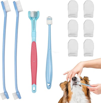 Famanu – 10-delige Tandverzorgingsset voor Honden – Inclusief Vingertandenborstels en Meerdere Borstelvormen voor Complete Mondverzorging