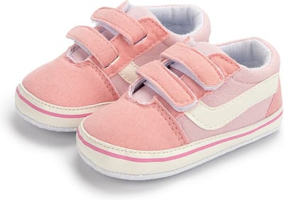 Baby schoentjes - babysneakers van Completebabyuitzet - klittenband met veter - Schoenmaat 18-19 – 0-6 maanden (11cm) - Donkerroze