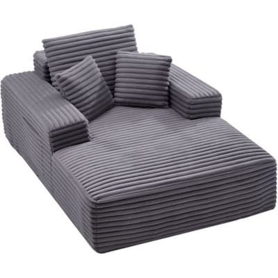 VEVOR Chaise Lounge Relaxbed 138 cm, Gestoffeerde slaapbank met decoratieve kussens en armleuningen, Slaapbank met diepe zitting voor woonkamer/slaapkamer, Loungestoel gemaakt van zeer elastische spons