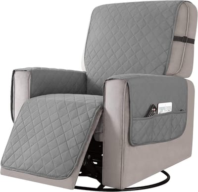 Fauteuilhoes, fauteuilhoes, fauteuilbeschermer met zakken, beschermhoes voor tv-stoel antislip voor thuis met kinderen en huisdieren hond (grijs, groot)