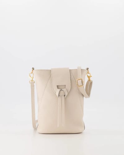 tasje - leer -klein- ecru- crossbody