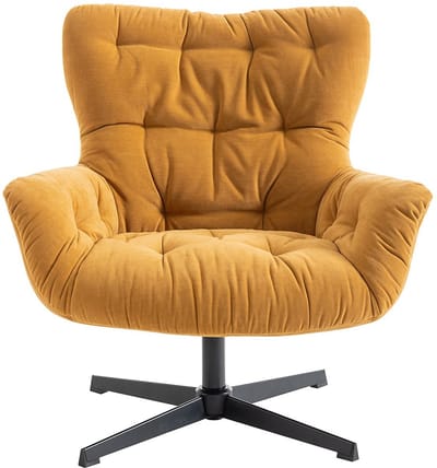 Vente-unique Draaifauteuil van gele stof OPHELIE