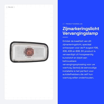 Dailygoods - Zijmarkeringslicht - Vervangingslamp - Kunststof - 12V - Side Indicator - Eenvoudige installatie - Geschikt voor P-eugeot