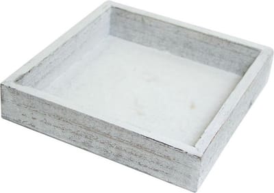 HBX Natural Living Dienblad/kaarsenbord - hout - L30 x B30 x H3 - vierkant - white wash