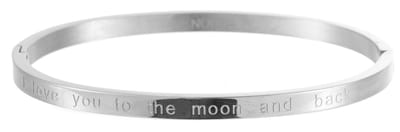 Nouka Dames Armband – Stainless Steel – Zilver Gekleurde Bangle – I Love You To The Moon And Back – Cadeau voor Vrouwen – Cadeau Voor Moeder - Valentijnsdag - Valentijn