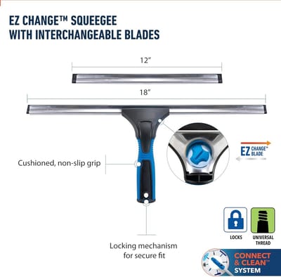 Famanu - Professionele raamwisser 18 inch, EZ Change raam- en glasreiniger voor streepvrije resultaten, geschikt voor kleine en grote ramen