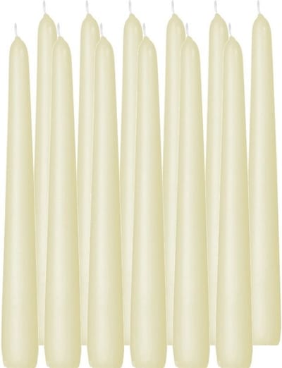 Trend Candles Dinerkaarsen/kandelaarkaarsen Cello - 12x stuks - ivoorwit - 8 branduren - 25 cm