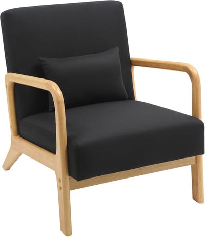 CLP Fauteuil Hibbing - Met armleuning volwassen - Relax - Design - Landelijk - Stof - zwart