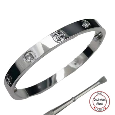 Soraro Zirkonia Exclusieve Armband | Dames en Heren | Zilverkleurig | Schroevendraaier | RVS | 16 CM | Dames en Heren Armband | Zirkonia | Cadeau voor Vrouw en Man | Vrouwen en Mannen Cadeautjes